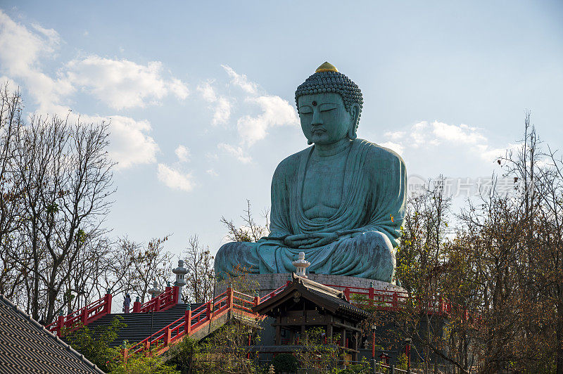 大佛(大佛)佛像在Wat Doi Phra Chan佛寺在泰国南邦市的美他市。